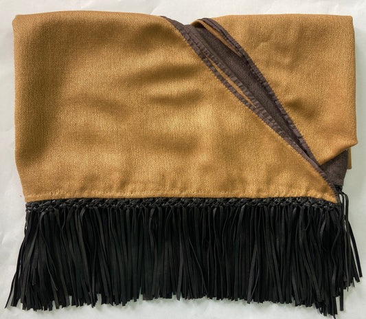 Pashmina 1P Triangle w Vertical Gradual Shading & Barbara Leather Fringe