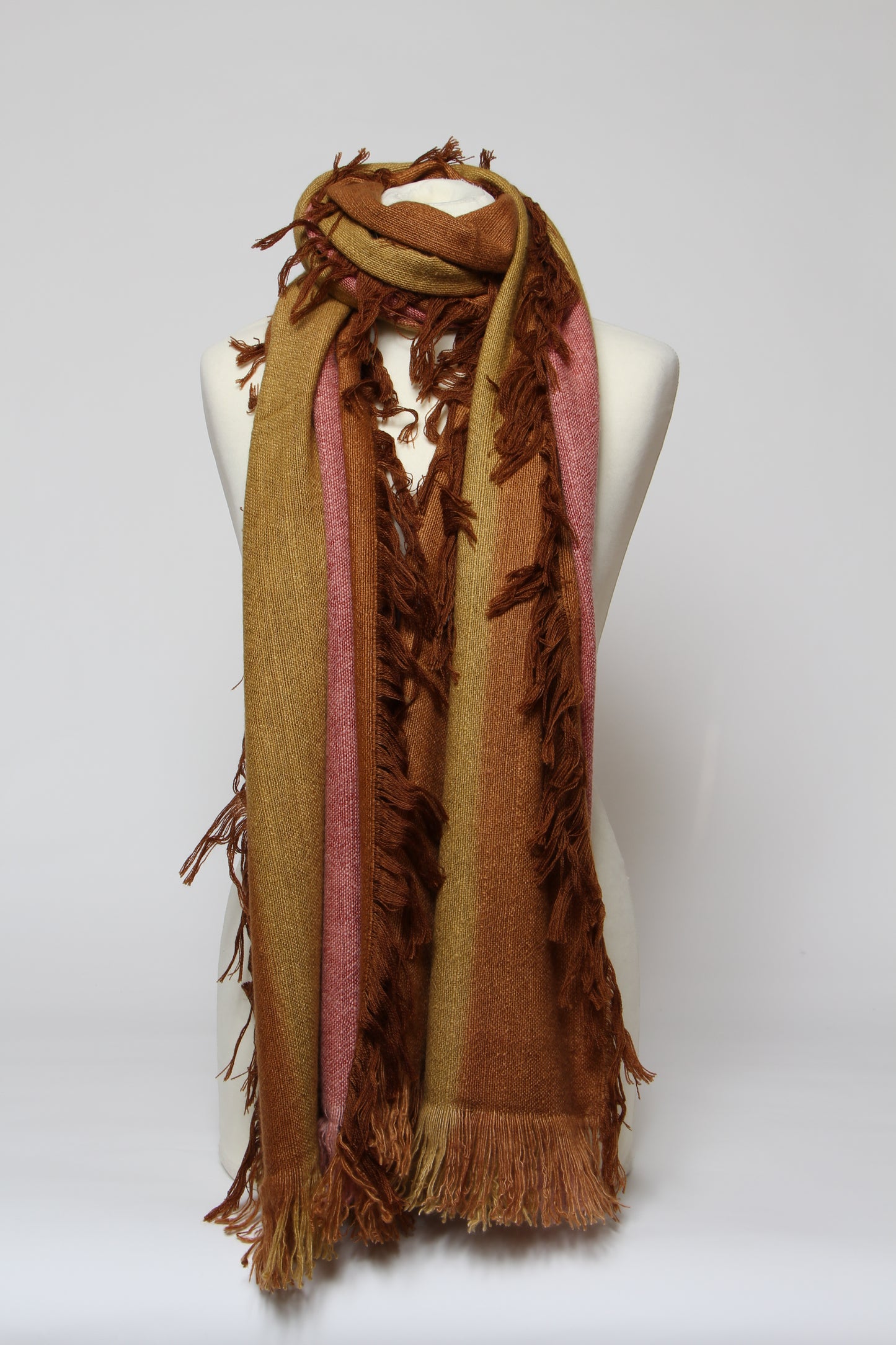 Mongol Handspun Cashmere 3 Color Stripe Stole