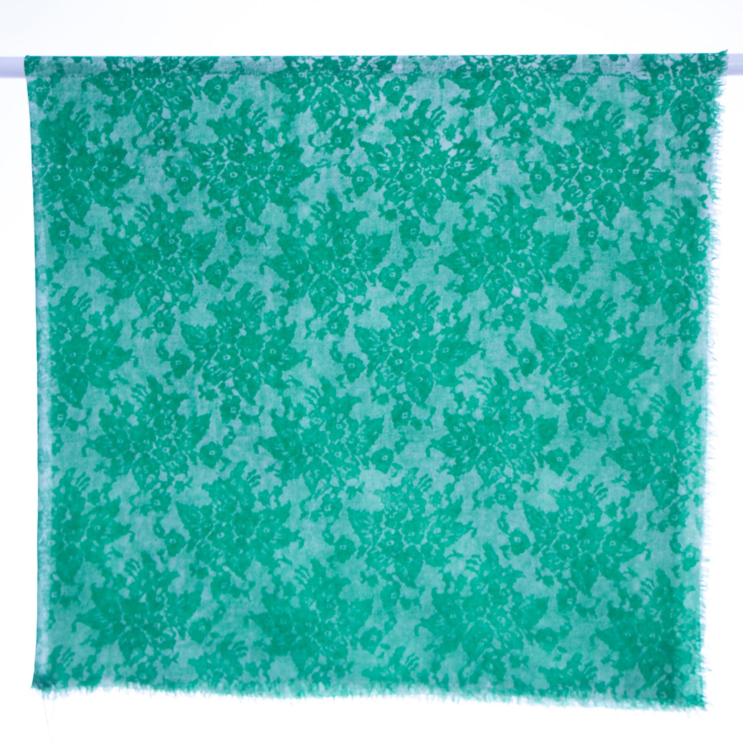 Green Wool Silk Lace Print Square