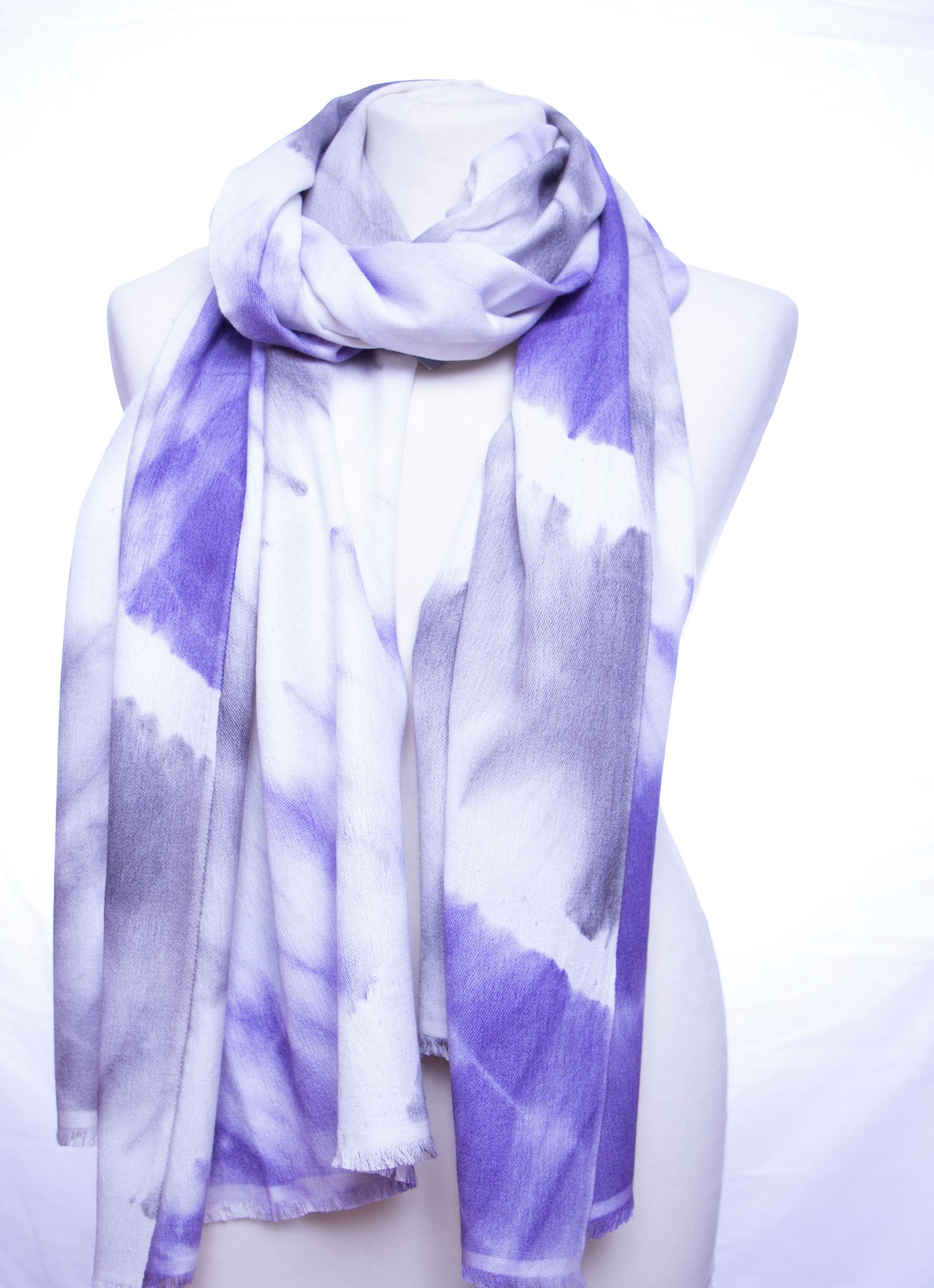 Purple Grey Diagonal Tie Dye Pashmina Stole