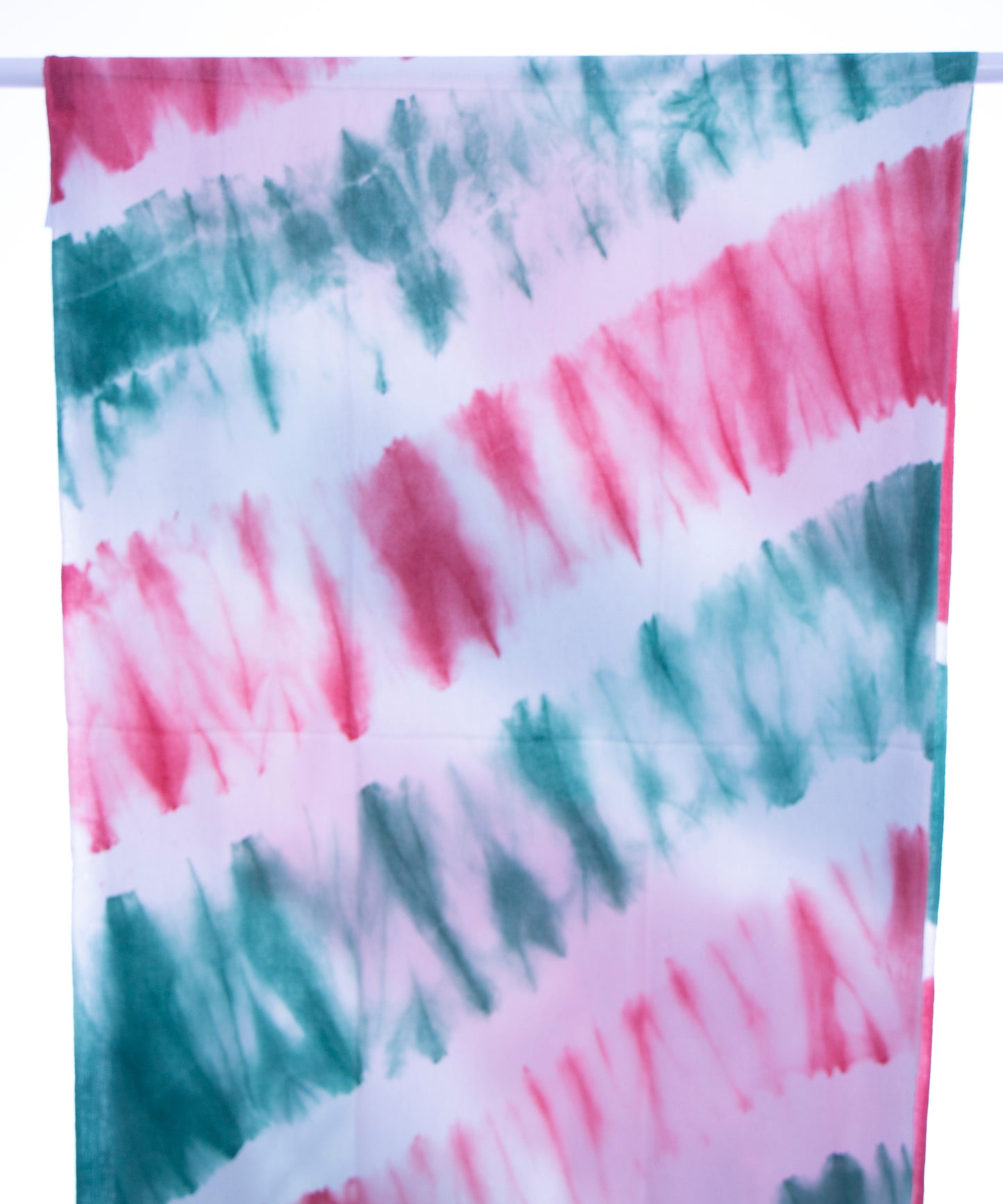 Pink Green Diagonal Tie Dye Pashmina Stole