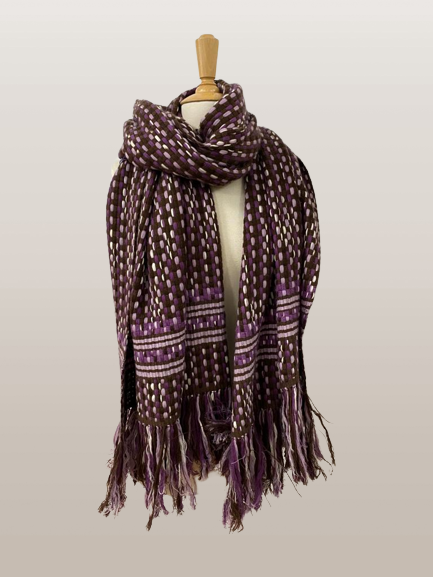 Lilac Café Space Dyed Large Basketweave Stole