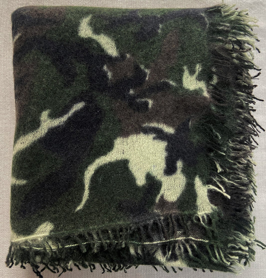 Camouflage Print on Felted Feather Knit Cashmere Shawl