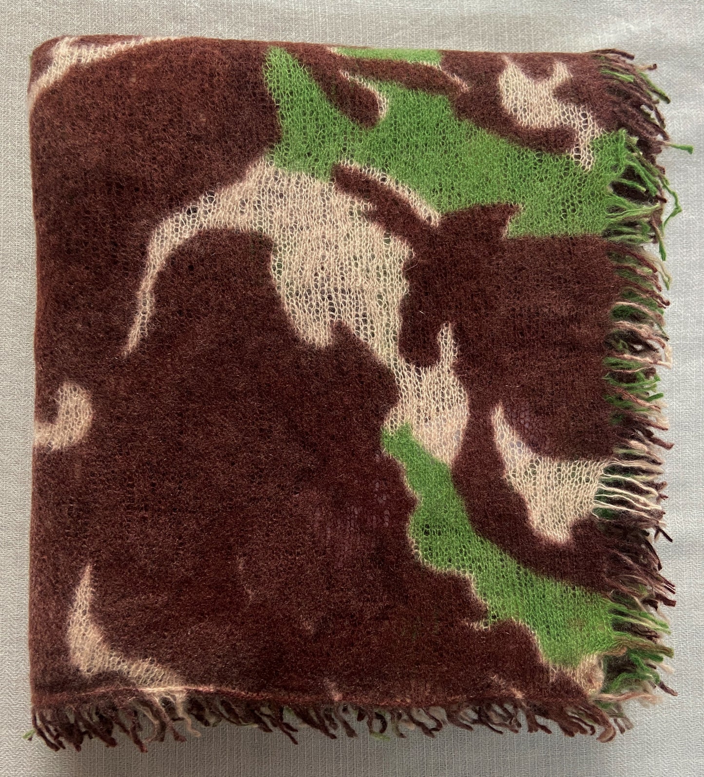 Camouflage Print on Felted Feather Knit Cashmere Shawl