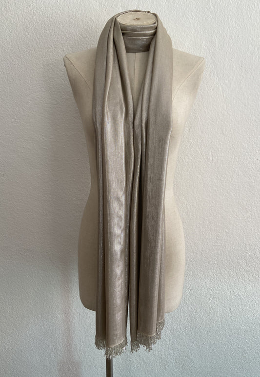 Cashmere Glitter Twill Weave Stole w 2x Rajni Bead 1"