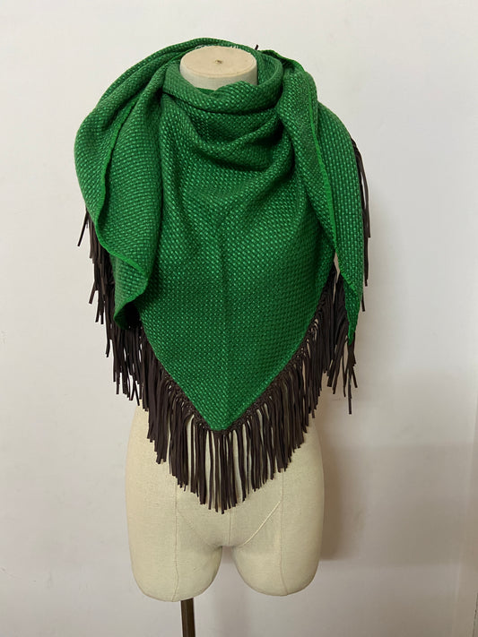 Tiny Basket Weave Triangle w/ 2x 1-Line Barbara Leather Fringe