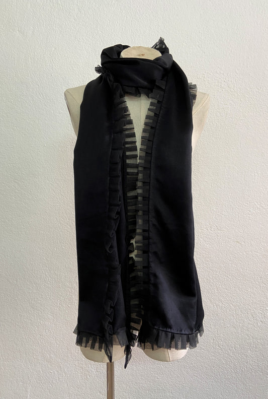 Satin Weave Stole 4x Ruffle Tulle Border 1"