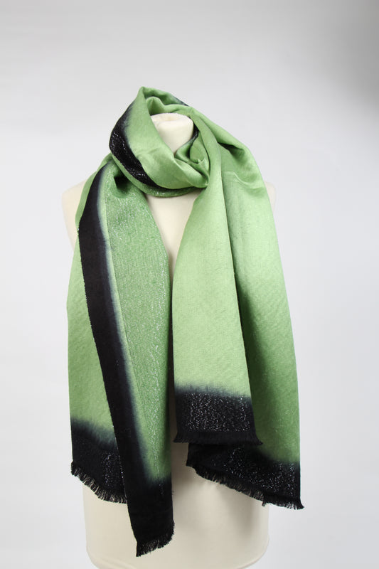 Frame Satin Silver Sparkle Weave Stole 4x 2" Dip Dyed