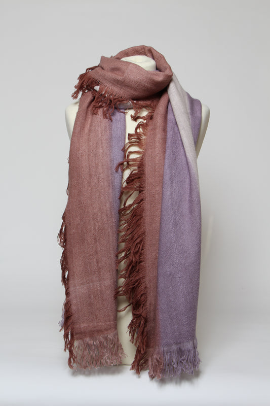 Mongol Handspun Cashmere 3 Color Stripe Stole